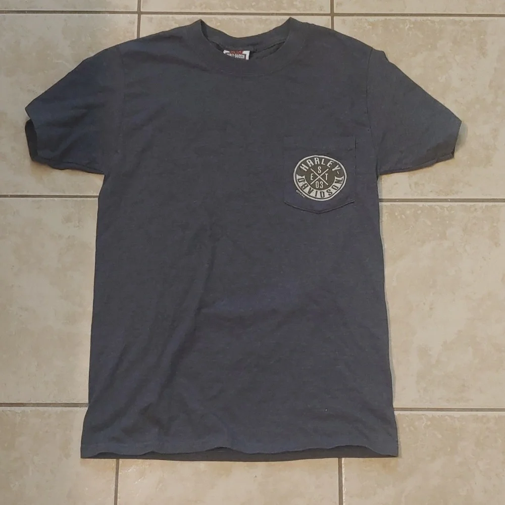 Harley-Davidson Shirt Wildcat London Grey Pocket Tee Women's Size S